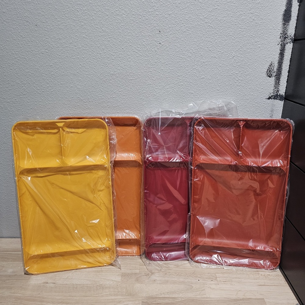 New Tupperware Serving Trays Fall Harvest Colors Stack 1535 Sz 9x15 USA Set of 4